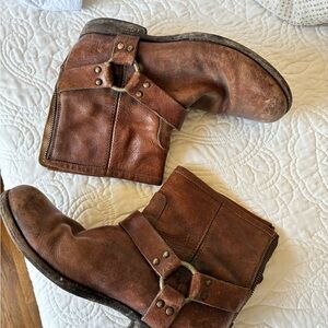 Frye Rustic Brown Leather Ankle Boots